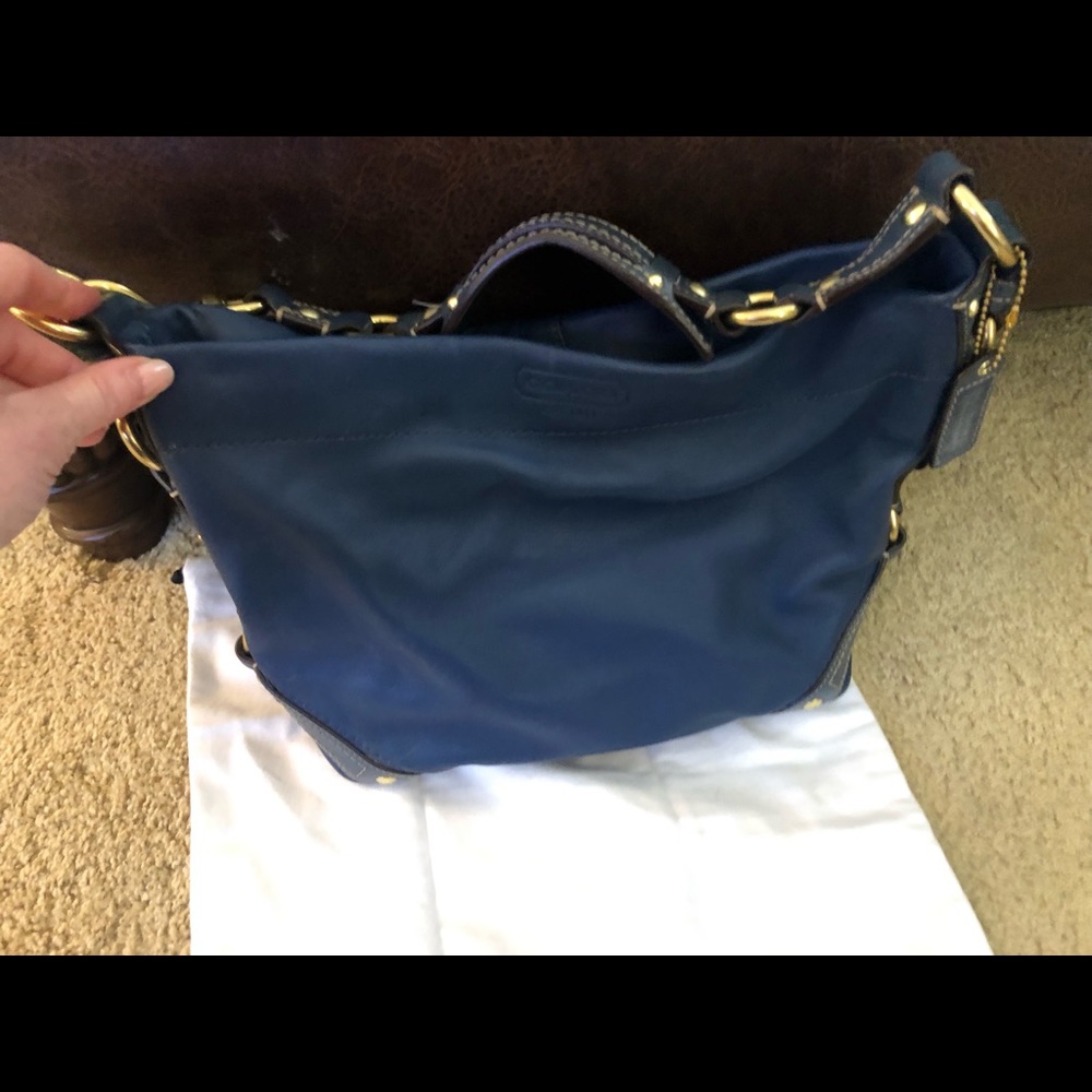 Coach! Deep blue buckle hobo purse